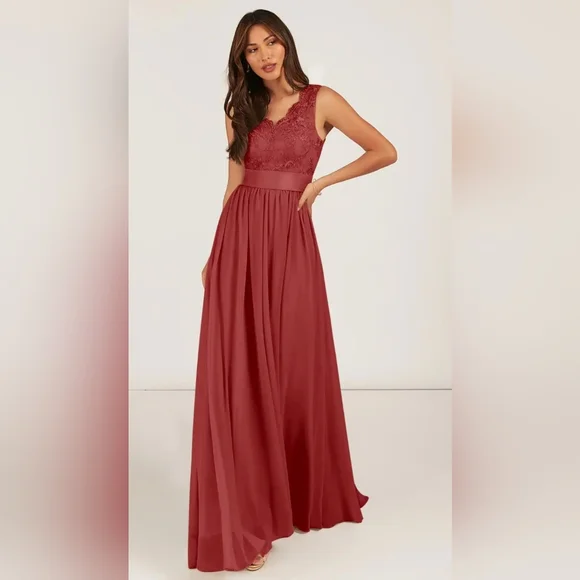 Azazie Dresses Azazie Gertruderust Flowy Lace Chiffon